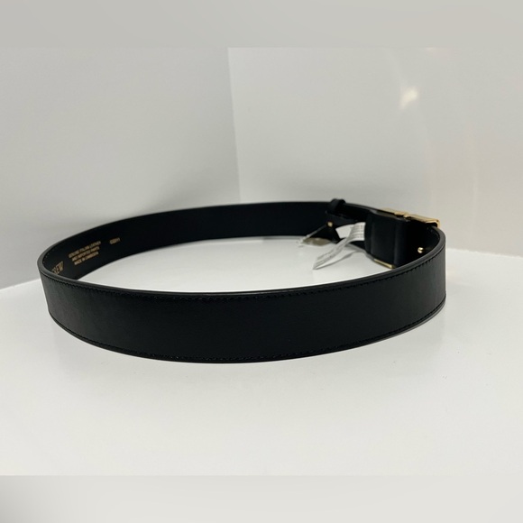 NEW J. Crew double gold buckle black leather belt size medium CG311 $89.50 main image 5